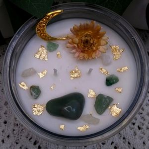 Green Adventurine Crystal Candle